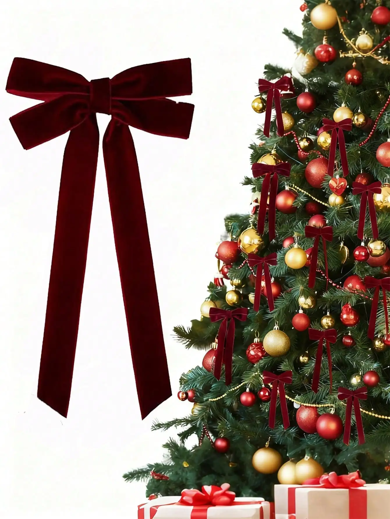 

1 шт. рождественские украшения с винным бантом, елочные украшения 5 дюймов × 10 дюймов — декор кокетливой комнаты для дома, дня рождения, свадьбы и входной двери