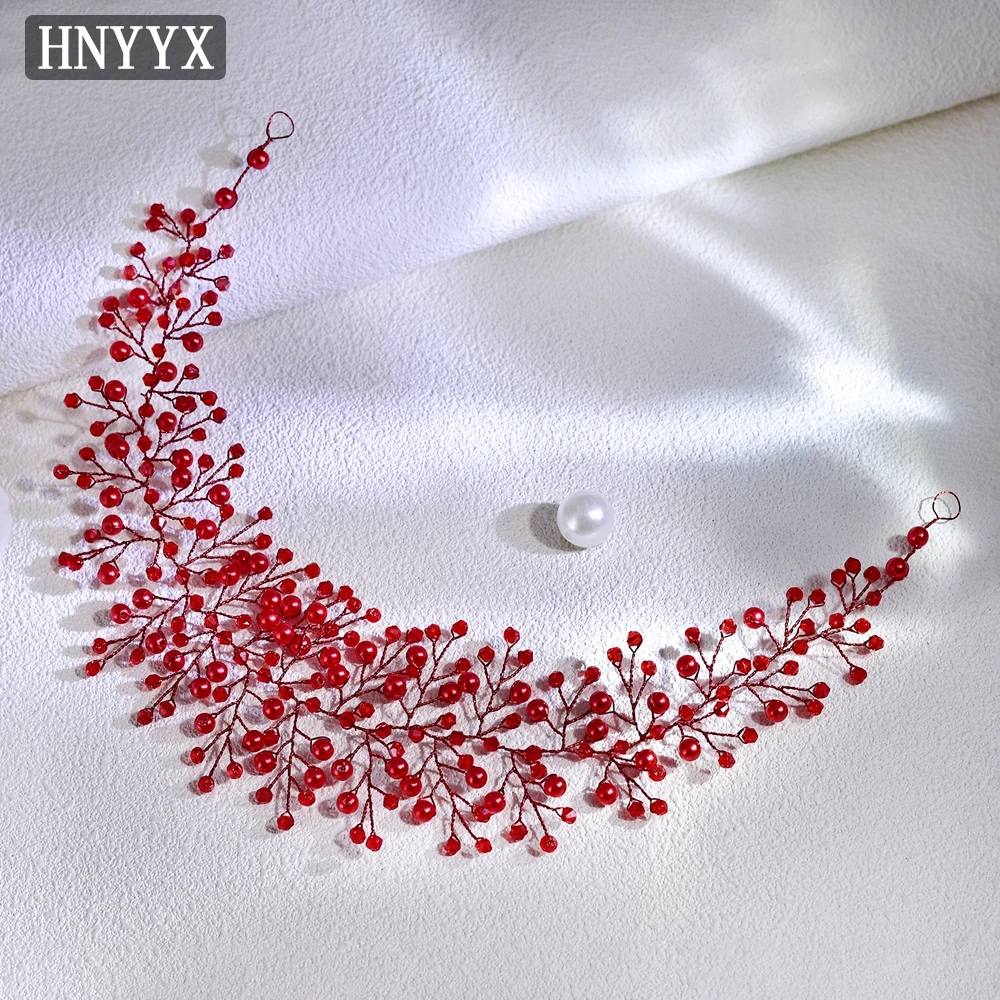 HNYYX Gorgeous Pearl Belt for Brides Wedding Red Accessory Waist Wrap Fashion Women\'s Dress Belt SA261