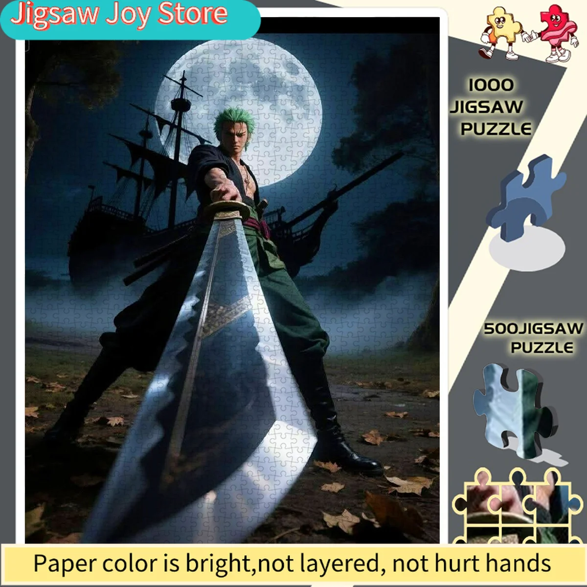 

Zoro Moonlight Saber Night Battle Ship Frameless DIY Puzzle - Perfect Choice for Paper Jigsaw Puzzle Enthusiasts - Educational