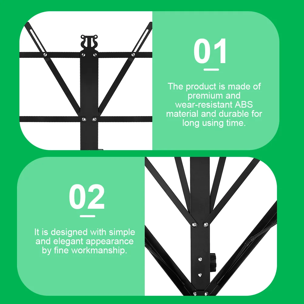 

1Set Portable Desktop Foldable Music Score Stand Adjustable Height Durable ABS Music Sheet Holder for Students