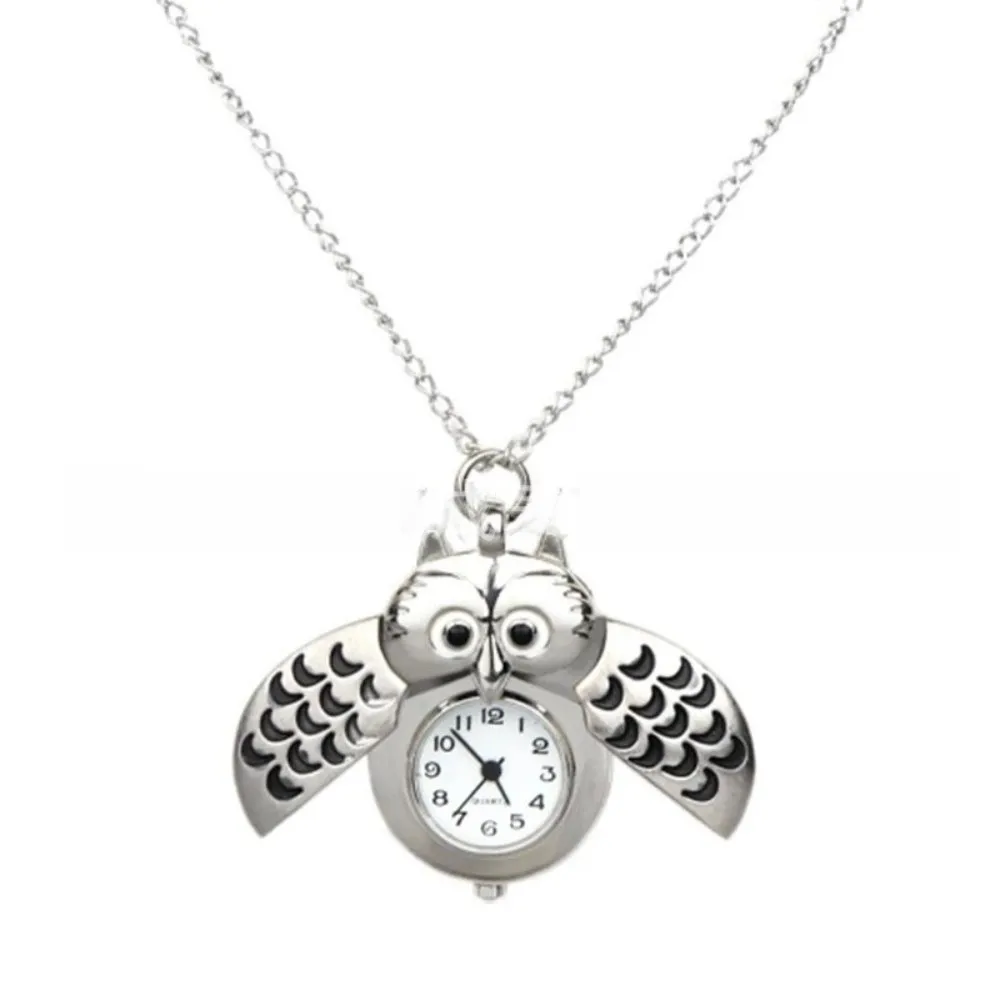 

Новые подвесные часы в флип-стиле, маленький мультяшный брелок, карманные часы на цепочке, детские часы с милой совой, повседневная одежда