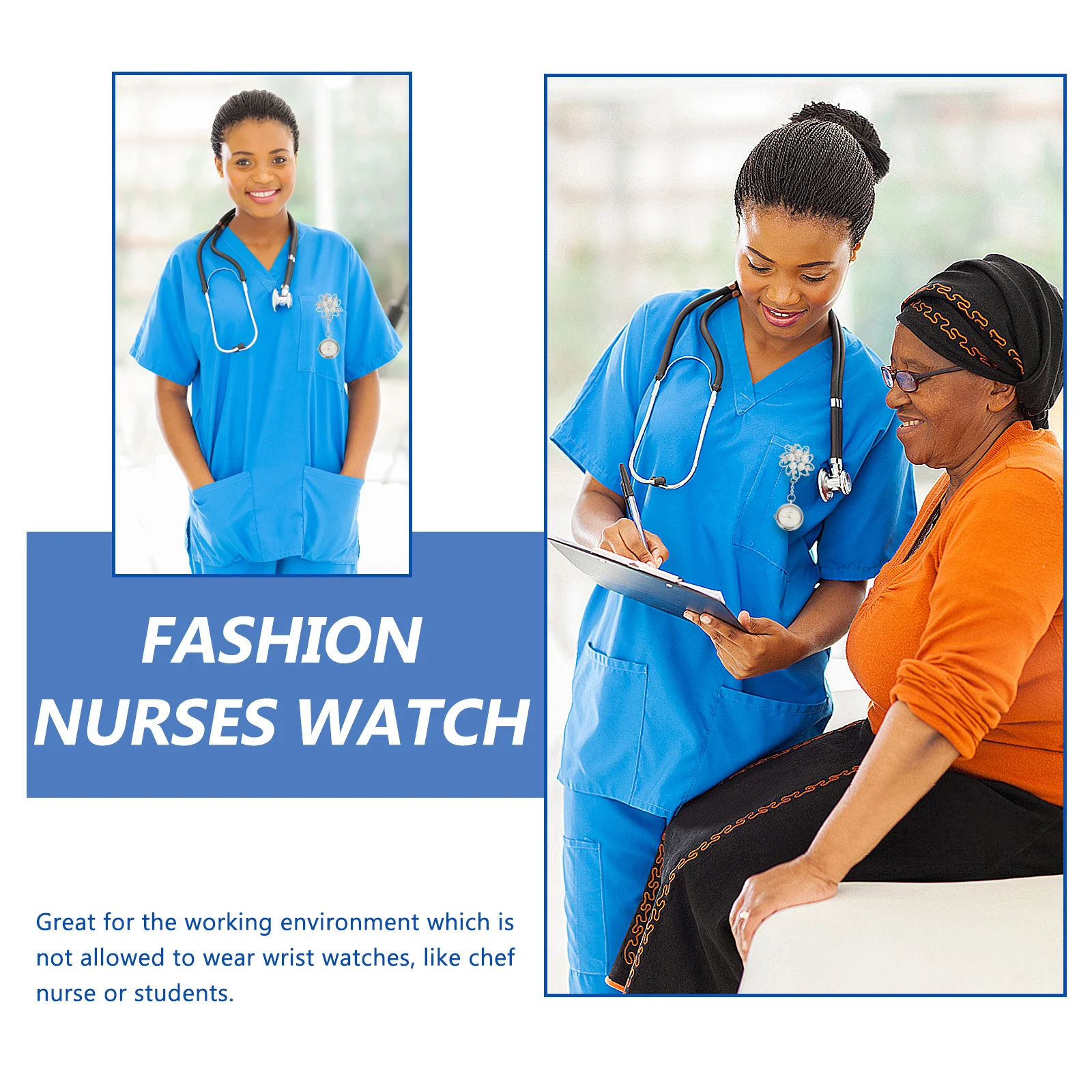 

1Pcs Nurse Fob Watch Rhinestone Flower Design Easy to Wear Stable Long-Lasting Timepiece for Women Nurses Nurse Watch