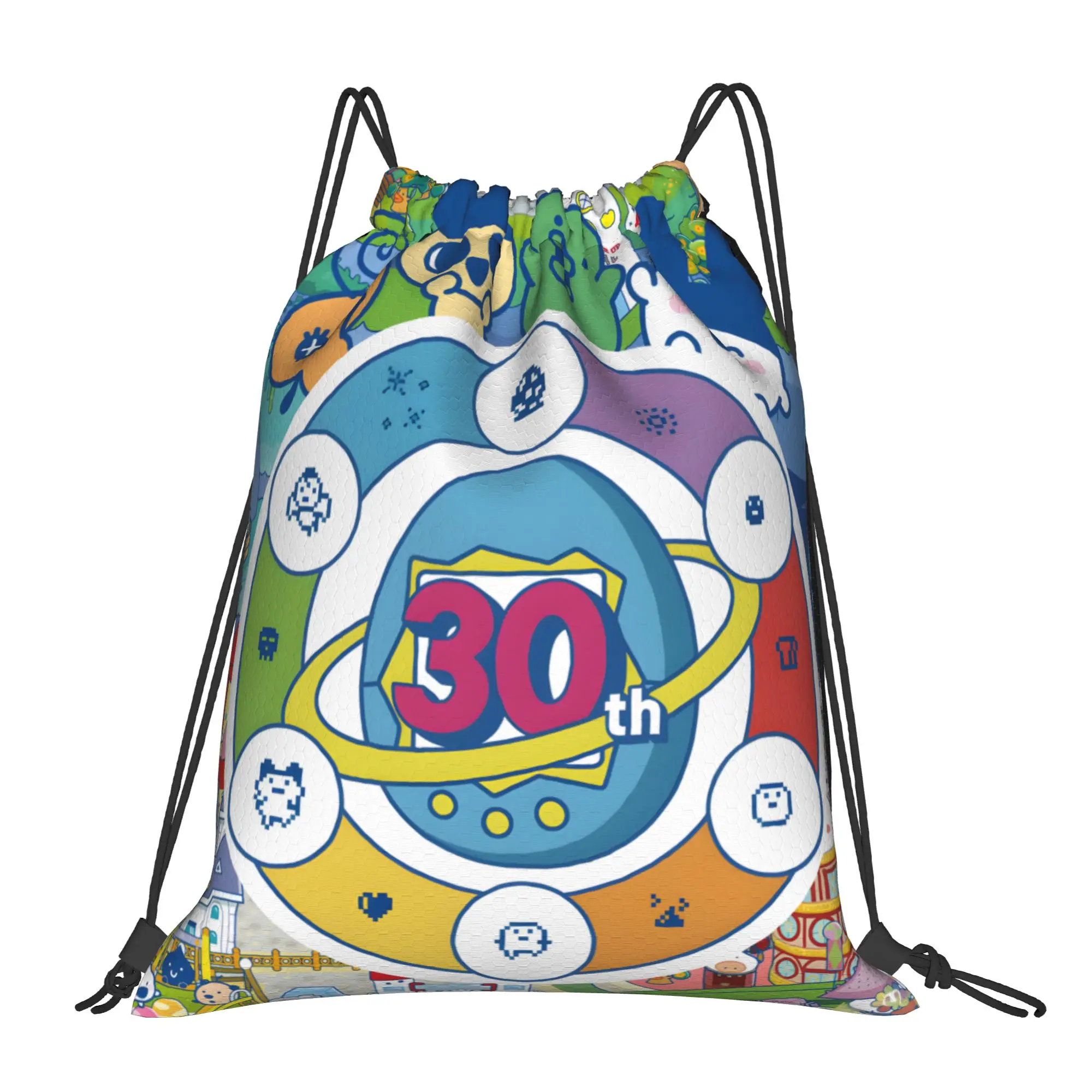 1 pc Tamagotchi Anime Cartoon Design  Drawstring Bags Sports Unisex Storage Bag