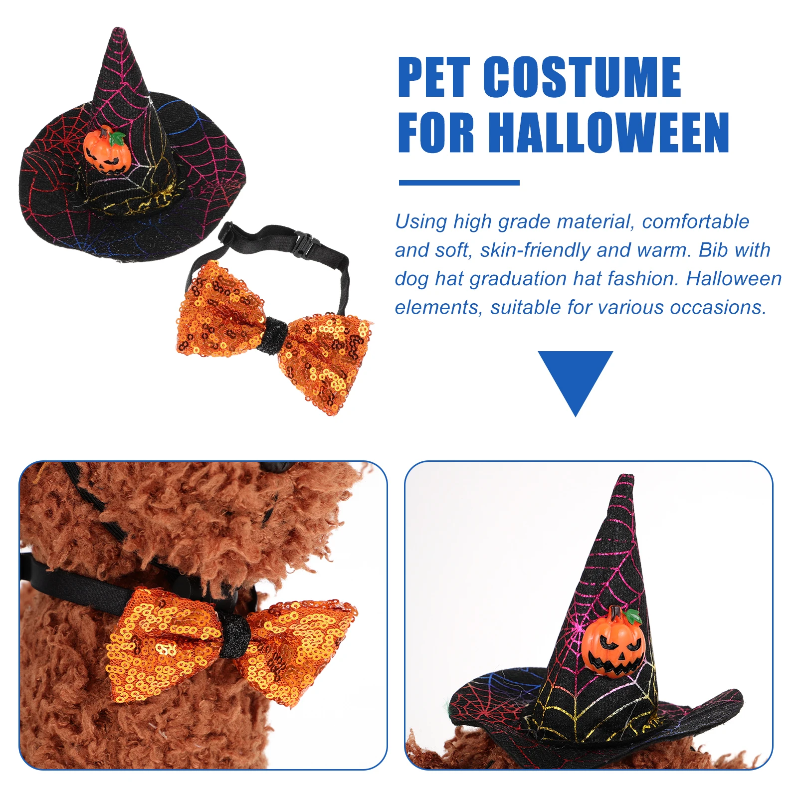 

1 set 1 Set Halloween Hat Adjustable Dog Cat Costume Bow Tie Photo Prop Pet Apparel Decoration Gift Puppy Kitten