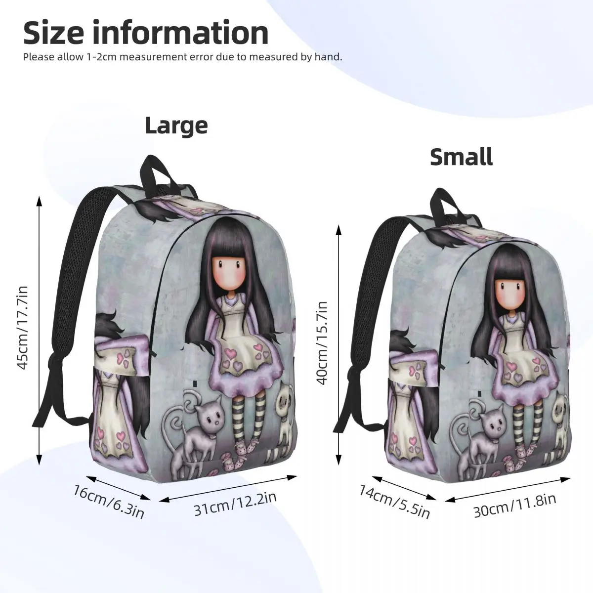 Santoro Gorjuss Backpack for Preschool Kindergarten School Student Book Bags Boy Girl Kids Daypack Hiking