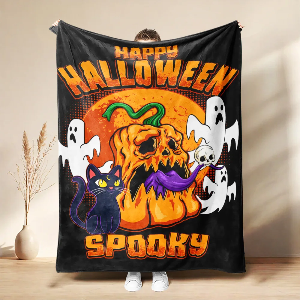 Halloween Flannel Blanket3D Printed Anime Ghost   Skin-Friendly Single Twin King Size for Kids Halloween