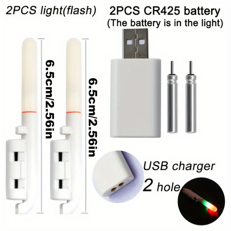 Fishing Electronic Rod Luminous Float Stick Light, CR425 3.6V LithiumBattery LED Removable UsB Charge Waterproof Night Tackle