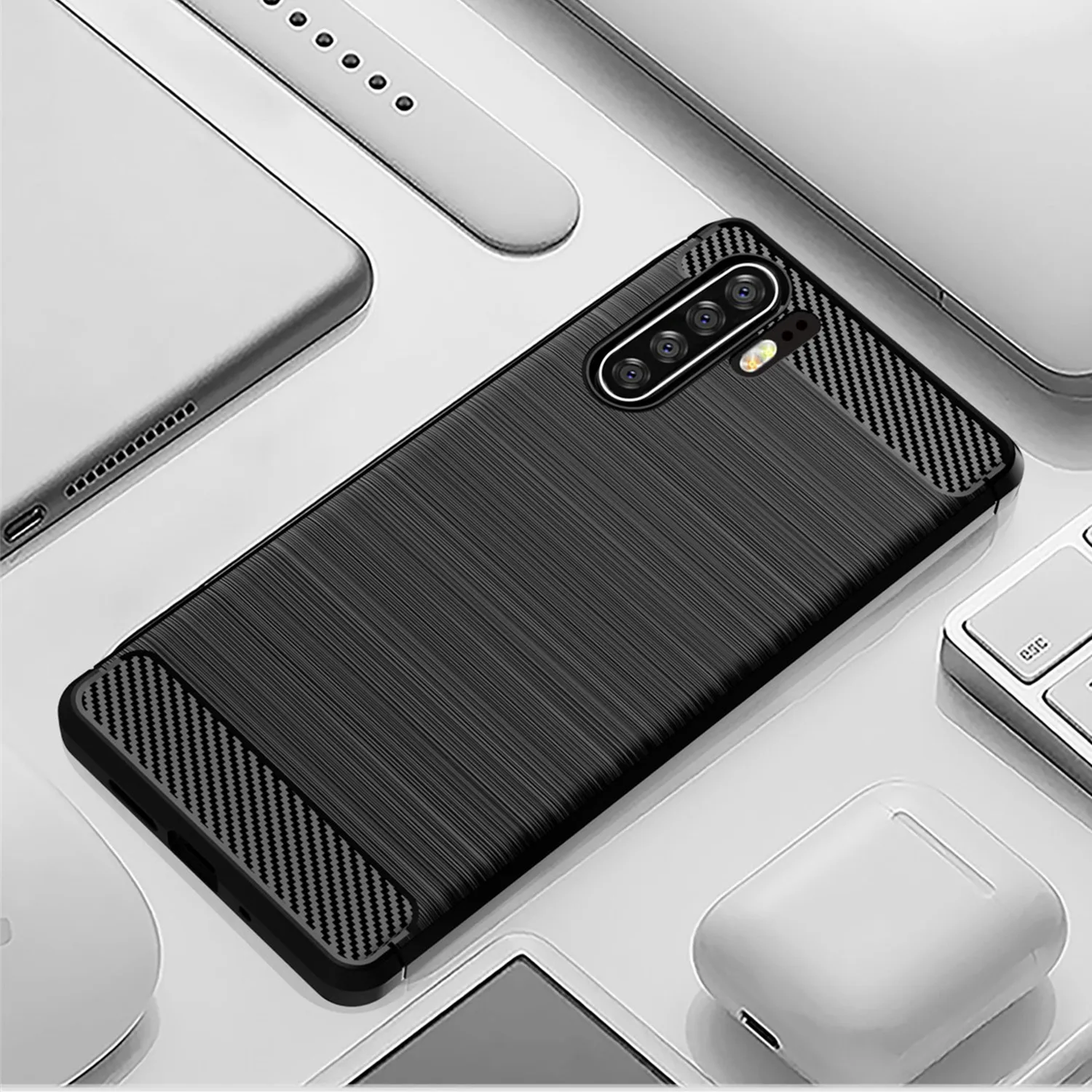 Soft Silicone Phone Cover for Huawei P30 Pro p30lite Shockproof Carbon Fiber Case for P30 Lite p30pro Luxury Matte Cases