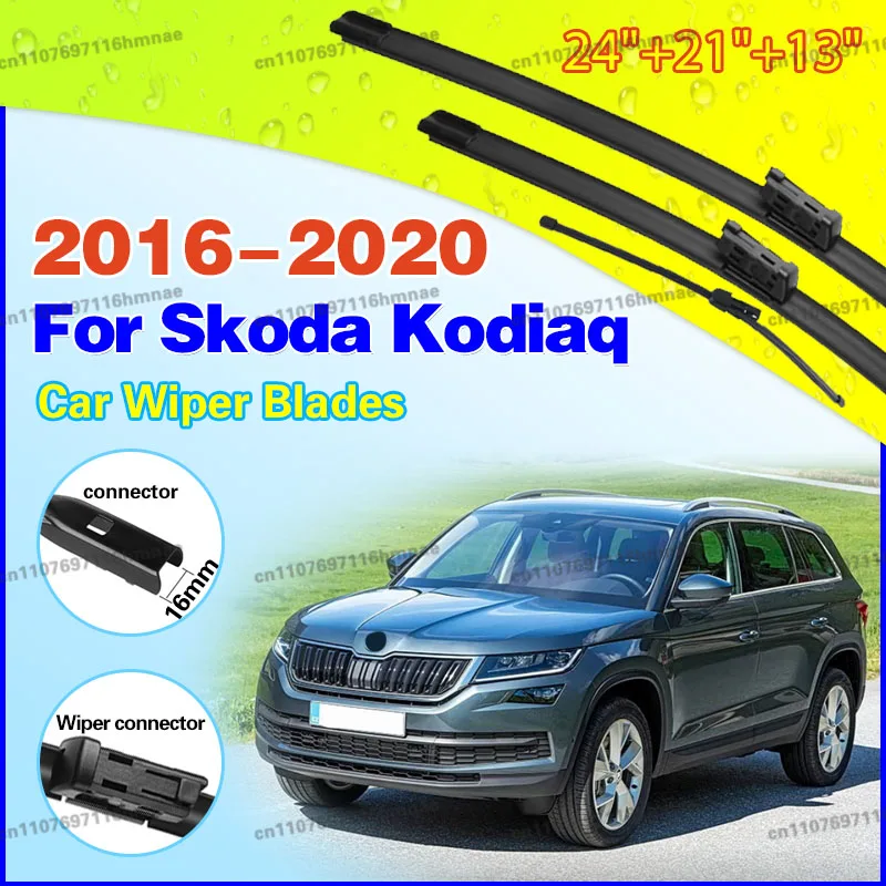 

Комплект передних и задних щеток стеклоочистителя (левый руль) для Skoda Kodiaq 2016-2020, щетки для лобового и заднего стекол, 24, 21, 13 дюймов