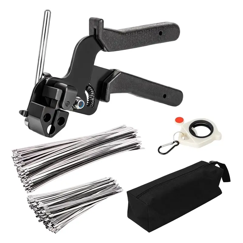 ABDJ-Metal Zip Ties Plier Set Heavy Duty Self-Locking Tool Kit For Chain Link Fence, Chicken Coop, Exhaust Pipes