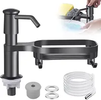 Dispensador de jabón para platos para fregadero de cocina, bomba dispensadora de jabón para encimera con kit de tubo de extensión de estante de almacenamiento, debajo del fregadero