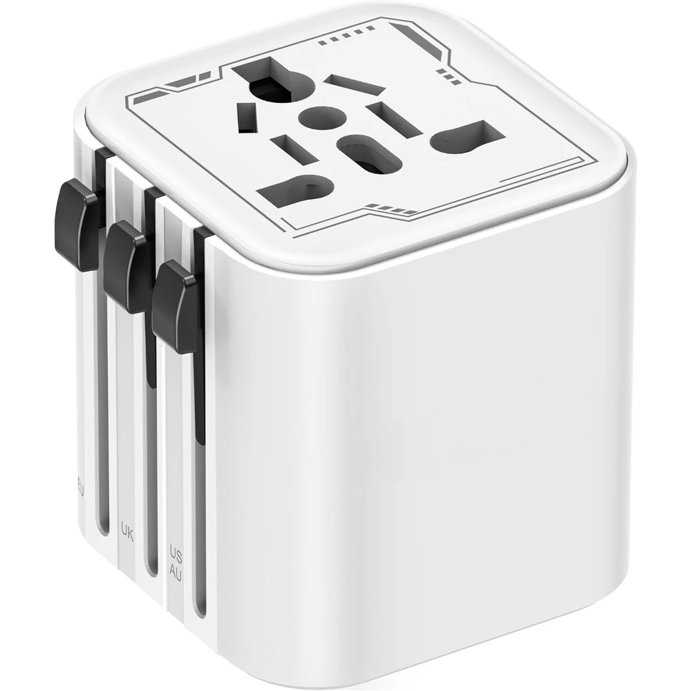 Universal Travel Adapter, Compact Plug (A/C/G/I), 2500W Wall Charger for 200+ Countries incl. Europe, India, UK, US, AUS, Asia