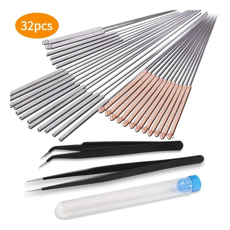 

A13E-3D Printer Nozzle Cleaning Kit 32PCS- 30PCS Nozzle Cleaner Includes 0.15Mm/0.25Mm/0.35Mm/0.4Mm/0.5Mm Clean Needles& Tweezer