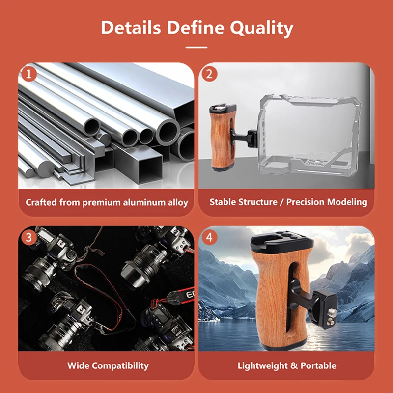 1 x Mini-Seitengriff mit Kaltschuh-Schnittstelle und 1/4 Zoll-20-Schraubhalterung für DSLR/Digitalkamerakäfig – Detail 13