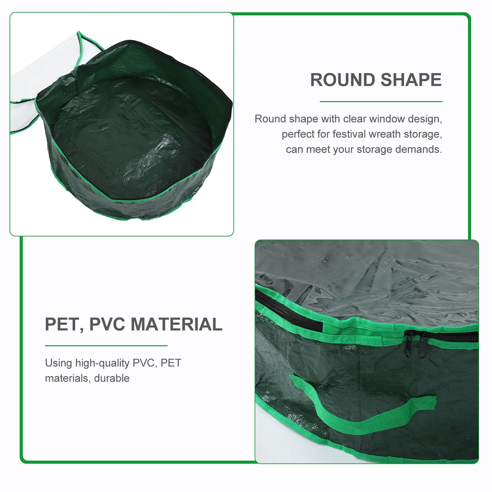 

1Pcs Christmas Wreath Storage Bag Clear Window Round Design Strong Waterproof Material for Festival Decorations Gift Packing