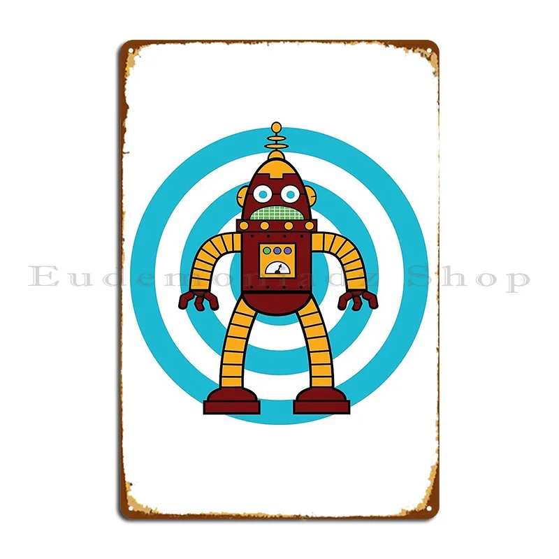 Classic Comes Back Red Robot With Retro Flair Metal Plaque Poster Pub Cave Personalized Home Wall Mural Tin Sign Poster