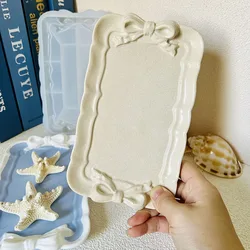 Rectangular Bow Tray Silicone Mold DIY Trinket Display Plate Plaster Mold Cement Terrazzo Home Decor Storage Tray Clay Molds