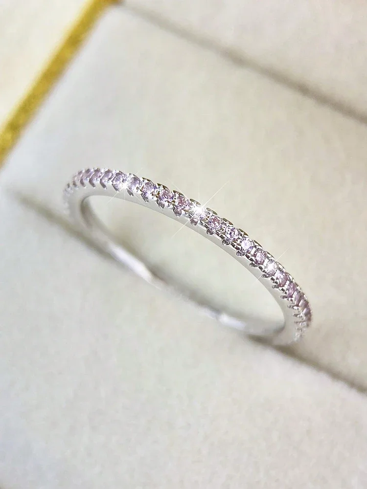Women's 925 Sterling Silver Shiny Full Zircon Stackable Ring