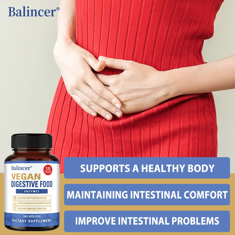 

Organic Digestive Enzyme Probiotic Capsules Prebiotic Nutrition Digestion and Gut Health, Immunity, Suitable for Men and Women