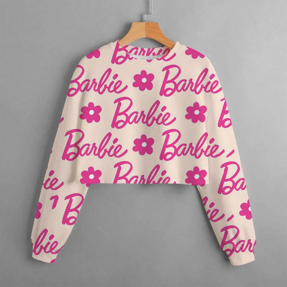 New Girl Barbie Princess 3D Printed Cartoon Printed Casual Decoration Hoodie Long Sleeve Y2K Short Hoodie