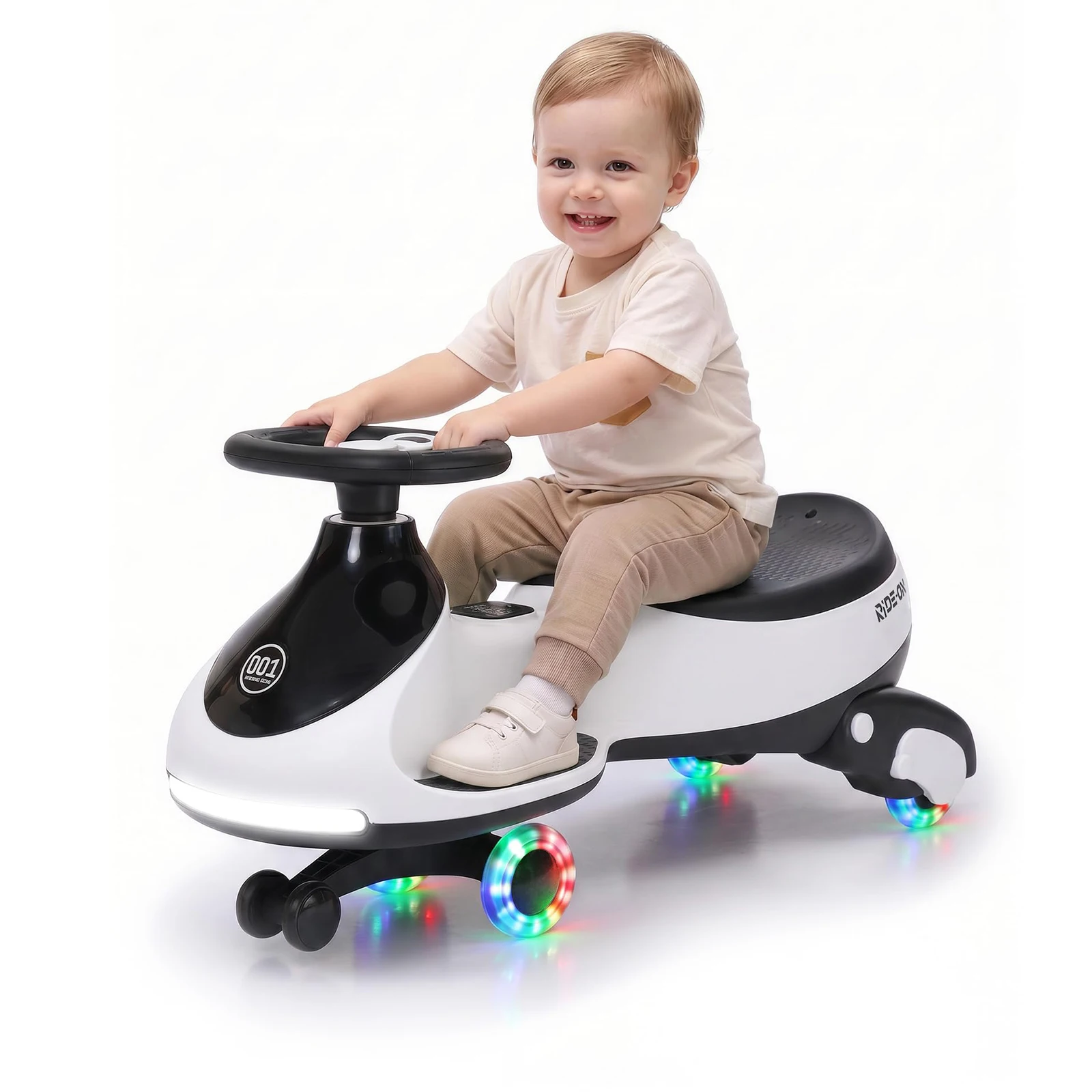 

12V Electric Wiggle Car For Kids, 2 In 1 Ride On Swing Car With Pedal, Flashing Wheels Music, Anti-Rollover Toy For Toddlers