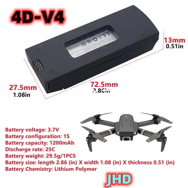 JHD 4DRC V4 Drone Battery 2000mAh Lipo Battery For 4DRC V4 Drone Battery