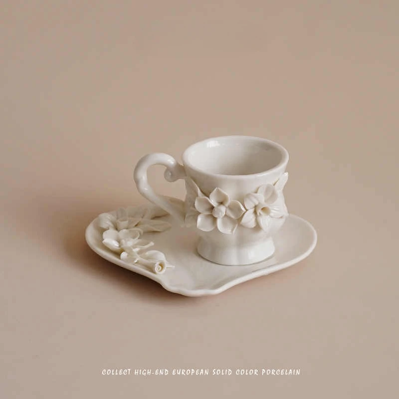 

Ceramic Coffee Mug Three-Dimensional Floral Cups and Saucers Hand-Pinched Mug Dessert Bowl Latte Milk Latte Milk Cute Cup