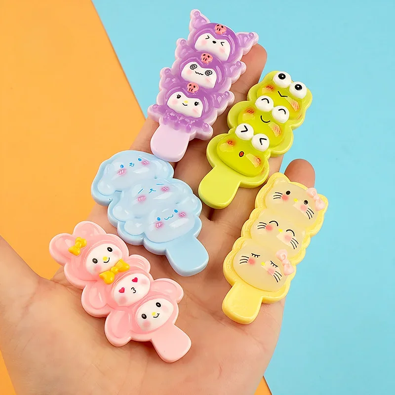 Cute Resin Cartoon Animal Sticks Sanrio Charms Miniature Flatback Scrapbooking Accessories Deco Parts Material Craft DIY Figures