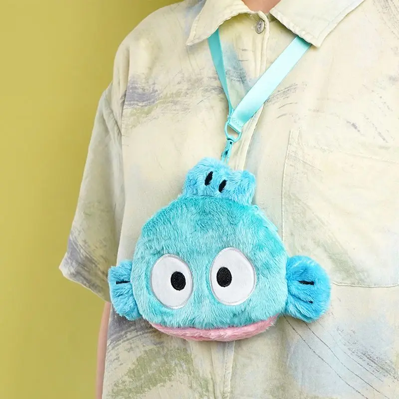Sanrio kawaii hangydon bolsa de ombro de pelúcia bonito anime carteira decoração ao ar livre pendurado saco presente de aniversário do feriado da menina