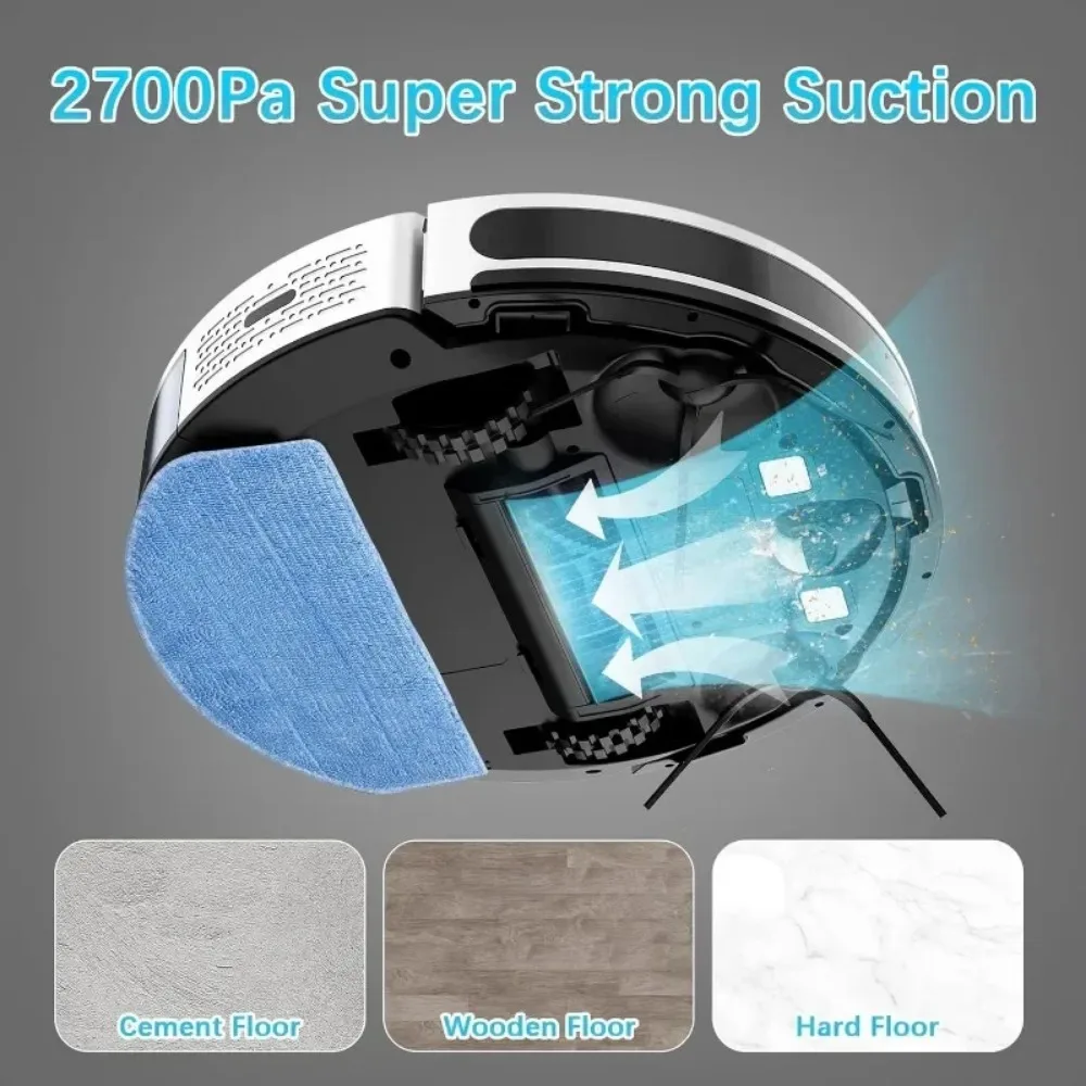 HAOYUNMA Robot Vacuum and Mop, 2700Pa Strong Suction, Self-Charging, Good for Hard Floors