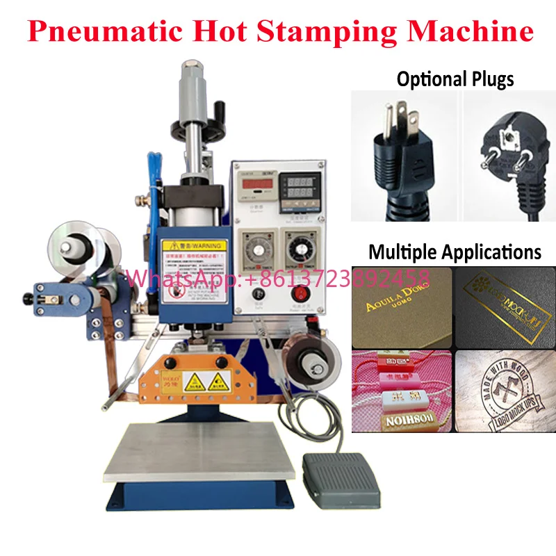 Automatic Roll Paper Pneumatic Hot Stamping Branding Machine For Leather Embossing Logo Business Card Plastic Wood