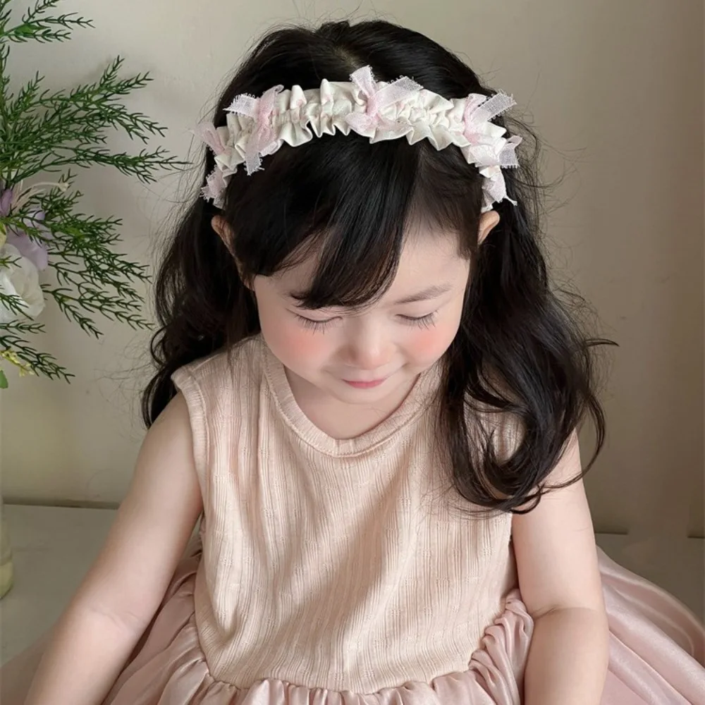 Children's Fabric Flower Streamer Hair Rope Tie Elastic Hair Band Kids Ponytail Holder Rubber Band Bow Headband Hair Accessories