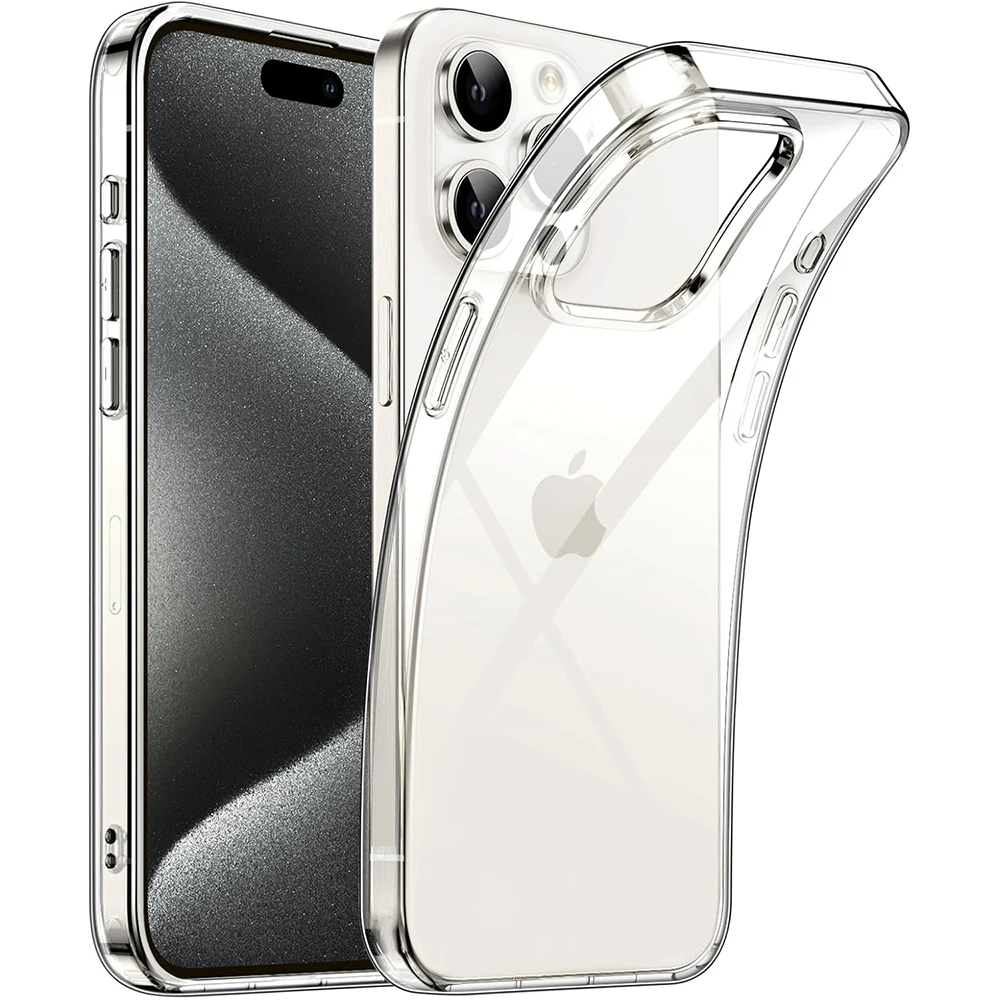 

Ultra Thin Silicone Soft Case For iPhone 15 Pro Max Clear Transparent Back Cover 15Pro 15ProMax ProMax Shockproof Shell Coque