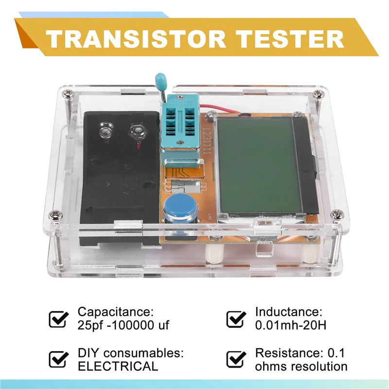 AC56-ESR Meter Mega328 Transistor Tester Digital V2.68 LCR-T4 Capacitance MOS/PNP/NPN LCR 12864 LCD Screen Tester With Box