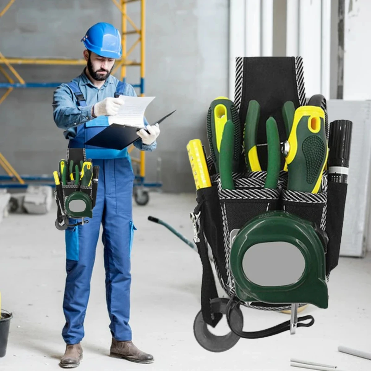 Multifunctional Tool Bag Nylon Fabric Tool Belt Screwdriver Kit Holder Tool Bag Pocket Pouch Bag Electrician Waist Pocket Case