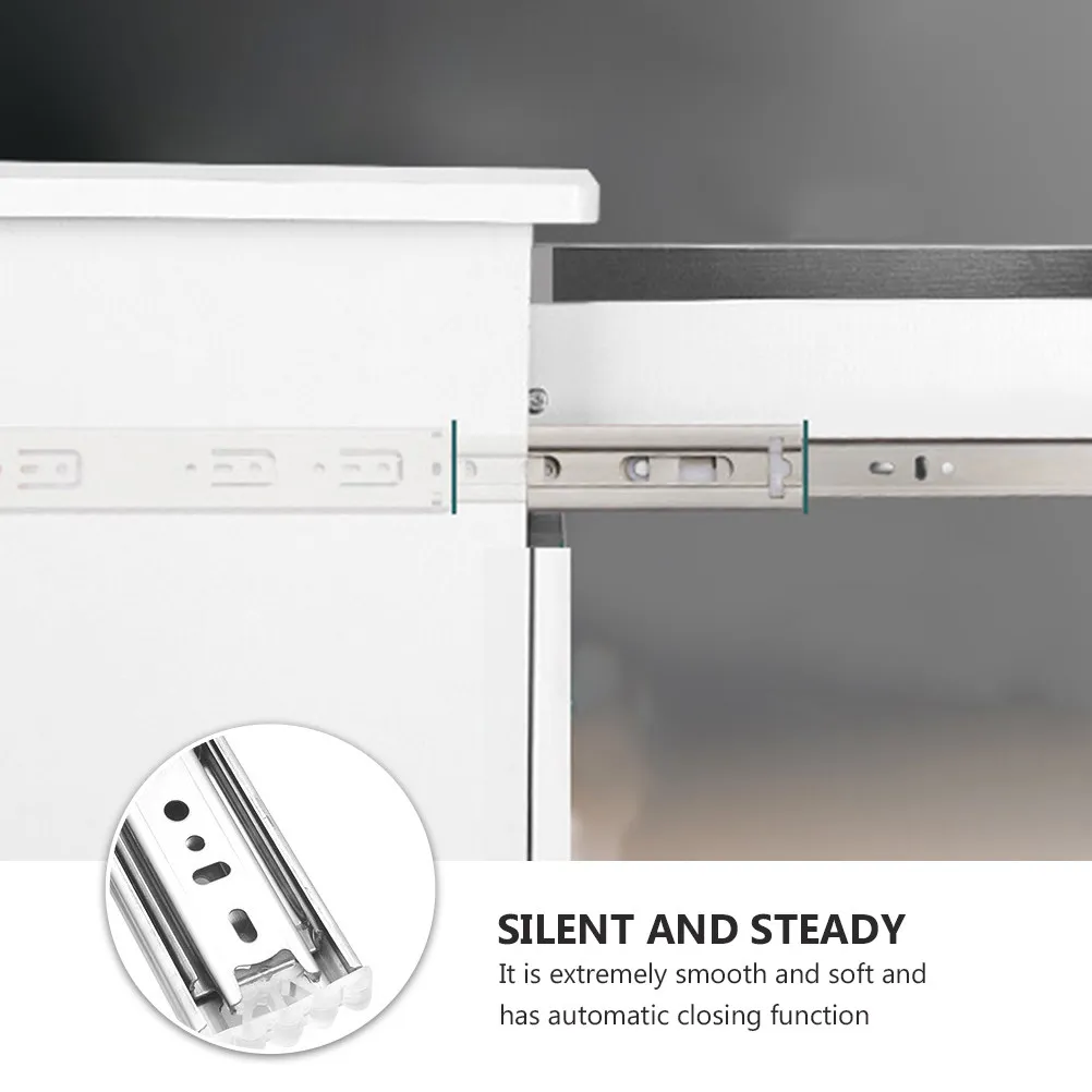 2Pcs Stainless Steel Drawer Slides Ultra Smooth Mute Soft Close Damping Buffer Slide Rail for Cabinets Wardrobes Desks Bedroom