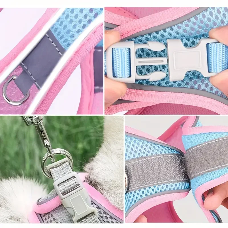 Pet Dog Cat Harness Escape Proof Safe Cat Vest Harness for Walking Outdoor Reflective Step-in Soft Mesh Pet Jacket Pet Dog Cat H