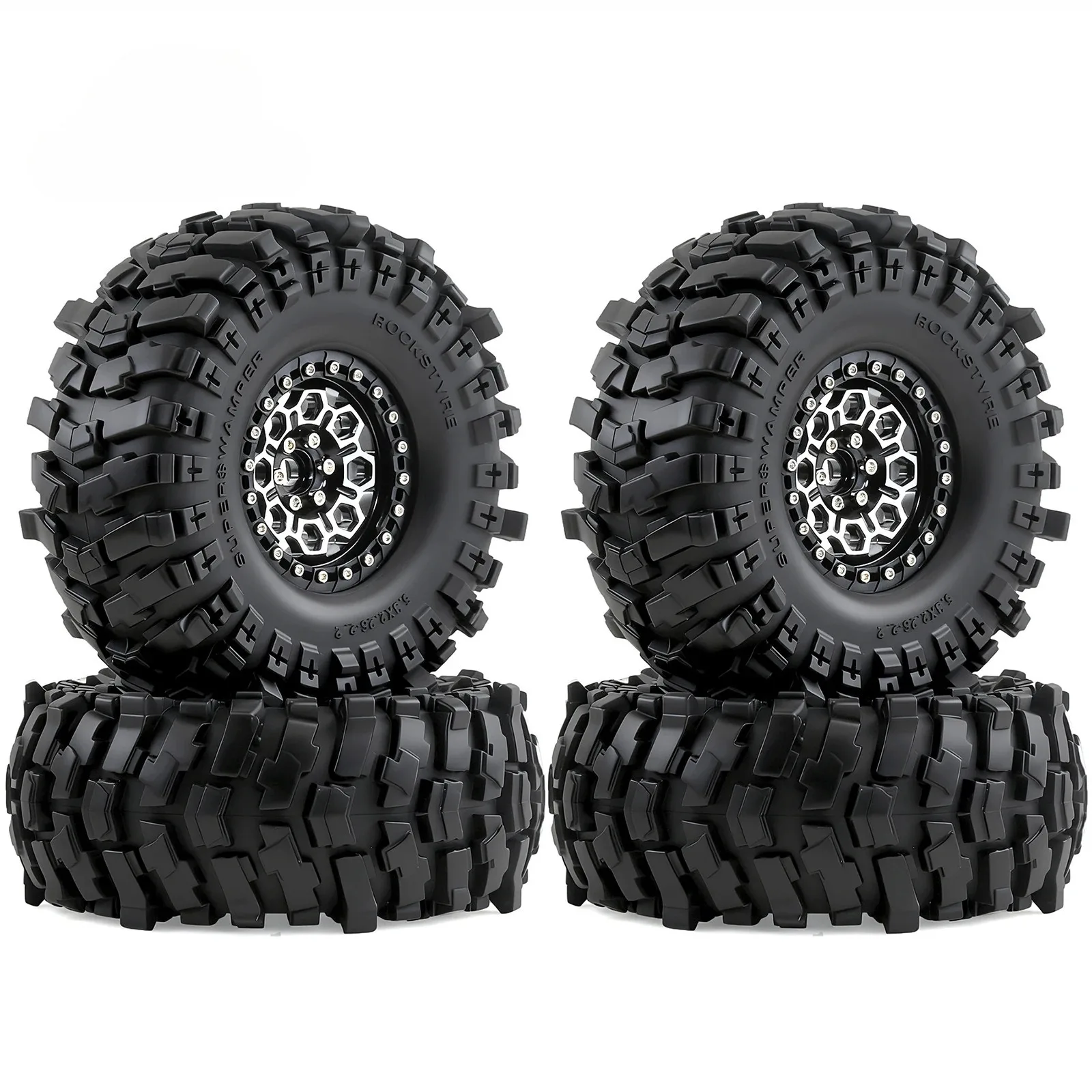 4PCS 2.2 Inch Beadlock Wheels and Tires Set Heavy Duty Upgrade Parts for 1/10 RC Crawler Axial SCX10 Pro 90046 AXI03007 TRX4
