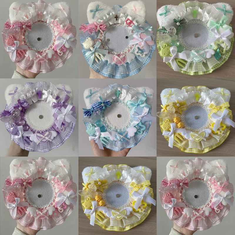 Quadratic Element Badge Rosette, Cute Cat Ears Ribbon Badge Holder, Fill Ita Bag Accessories Lolita Anime Cosplay Crafts