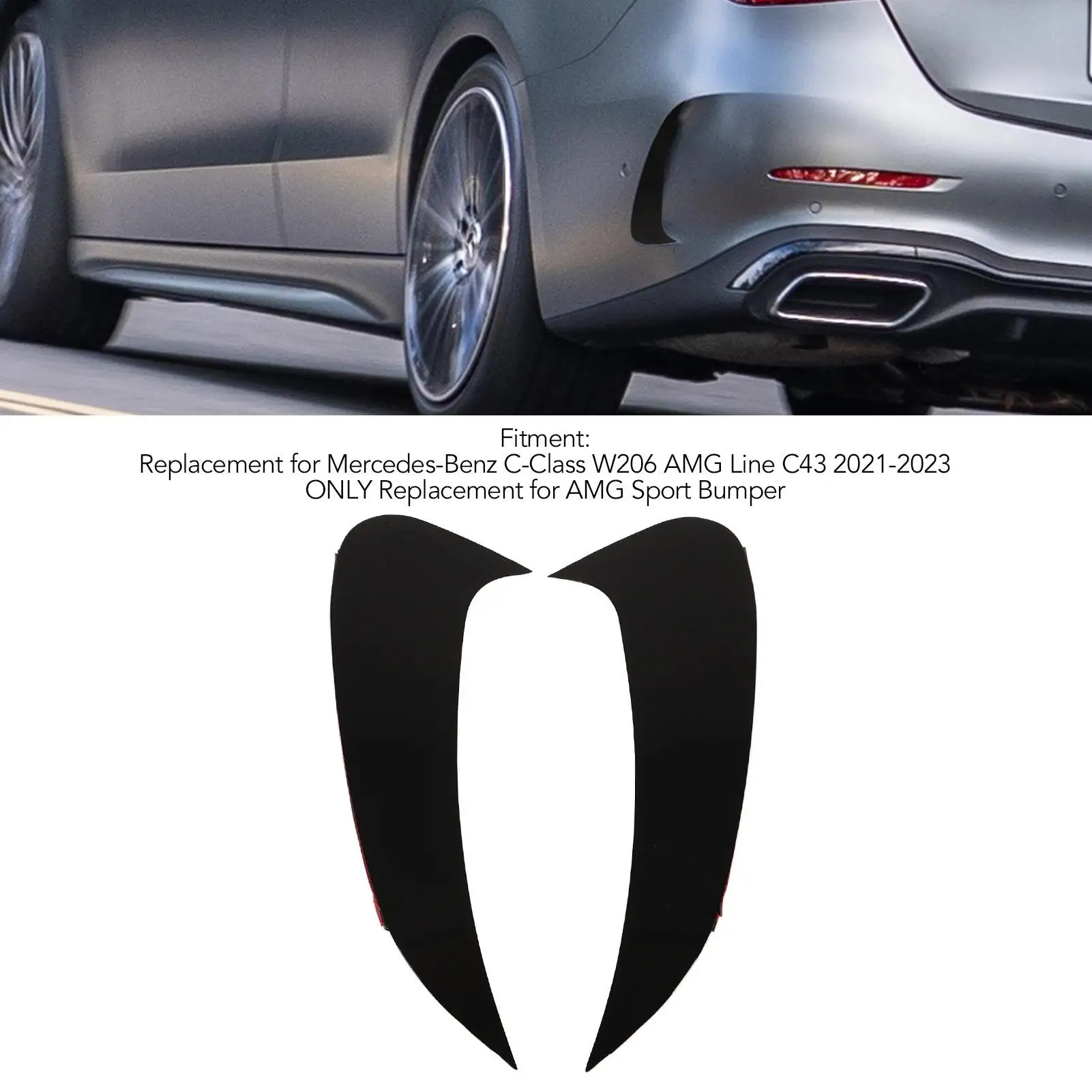 Glossy Black ABS Rear Bumper Side Vent Spoiler Canard - Sport Style Fit for Left & Right for car Bumpers