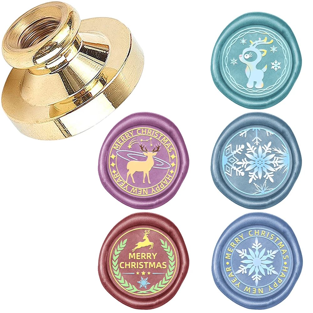 عناصر عيد الميلاد الإبداعية DIY ختم الشمع النحاسي القابل للإزالة، مناسبة لتزيين أظرف عيد الميلاد، وهدايا عيد الميلاد #3