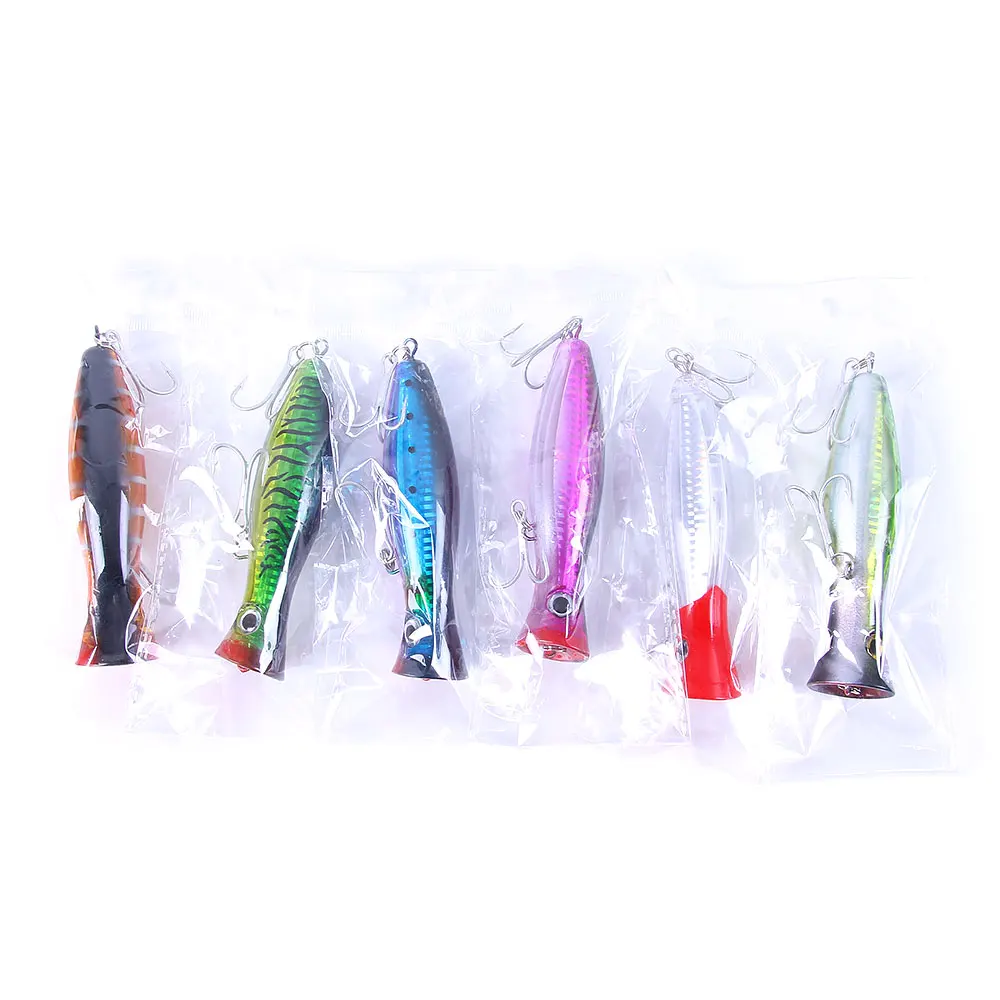 9Pcs Set Hot Sale 12.5cm 41g Artificial Hard Bait Floating Big Popper 3D Eye Bait