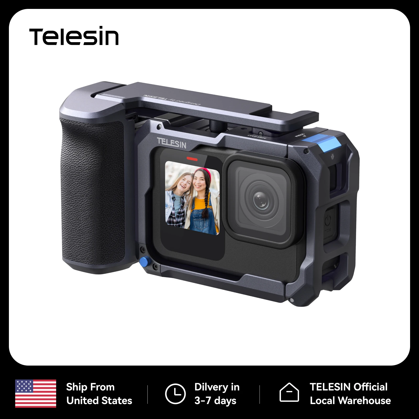 

Комплект защитного чехла TELESIN StreetGrip с рукояткой из алюминиевого сплава и креплением Rabbit Cage для GoPro 13, 12, 11, 10, 9 с быстрым креплением