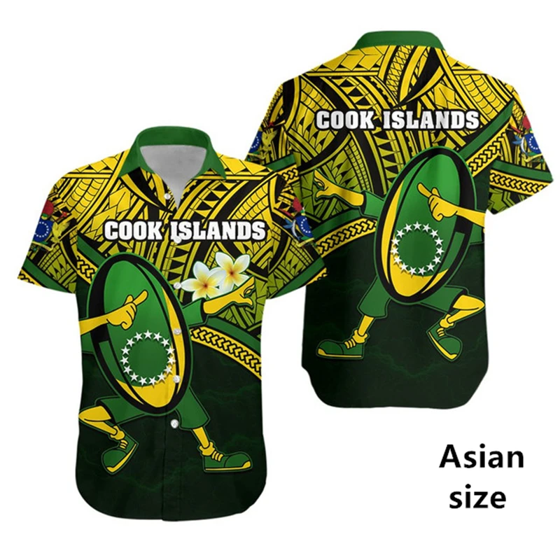 Cook Islands Flag Map 3D Printed Hawaiian Shirts For Men Women Fashion Polynesian Short Sleeve Button Shirt Casual Unisex Tops