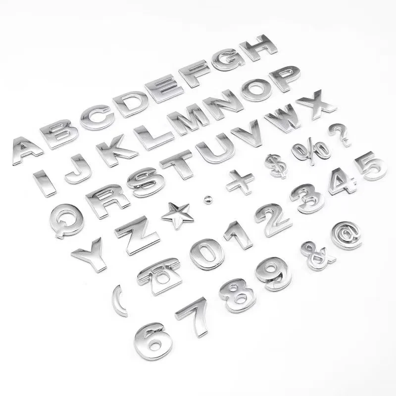 1Pcs 3D Metal 25mm Car Letters Alphabet Emblem Numbers Chrome Labeling Car Sticker Trunk Logo Letters Emblem For Hyundai Toyota