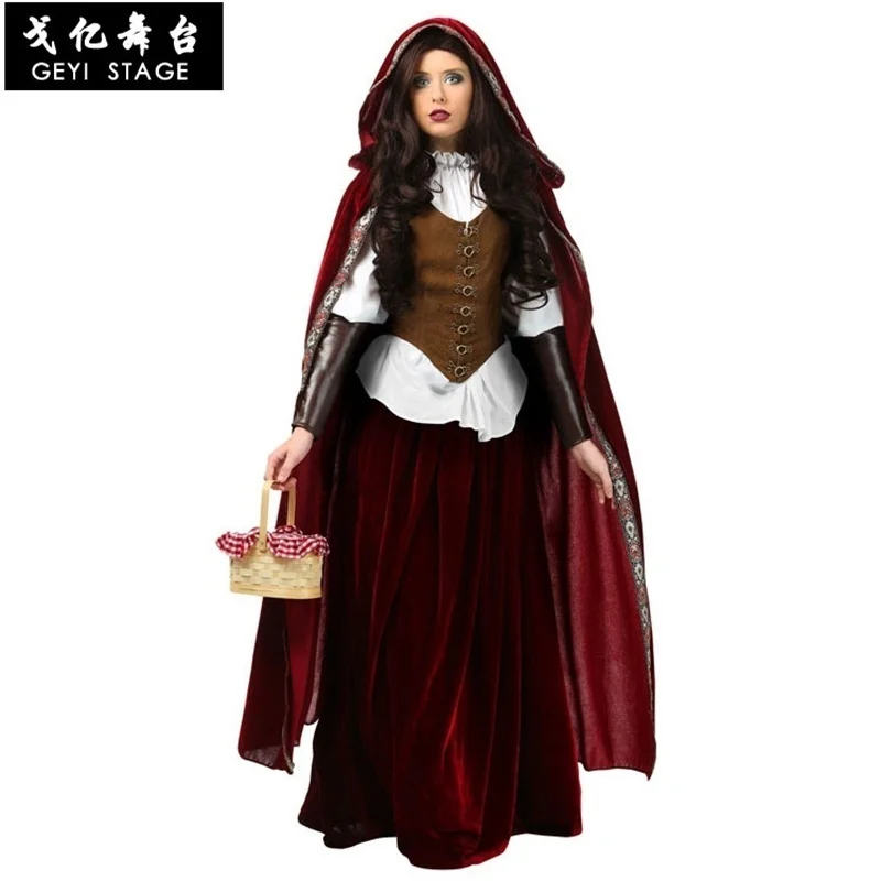 Little red riding hood costume for women elegant cosplay adult halloween fantasy carnival fairy tale size S-5XL girl dress + clo