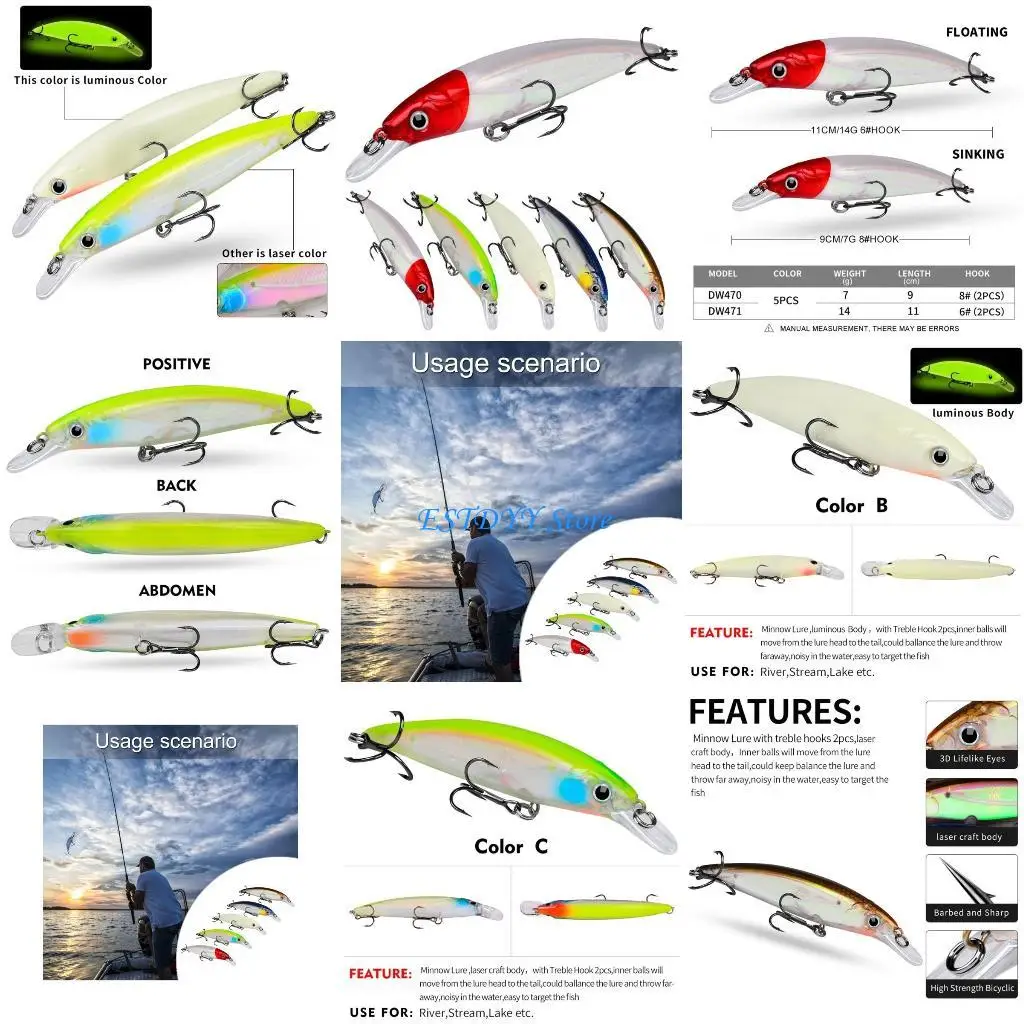 

G6DE Trout Walleye Lures Swimbait Minnow Fishing Lures for Saltwater Fishing