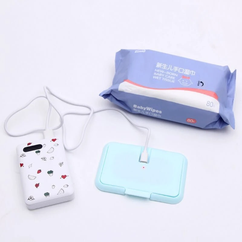 USB Baby Wipes Heater Thermal Warm Wet Towel Dispenser Napkin Heating Box Cover