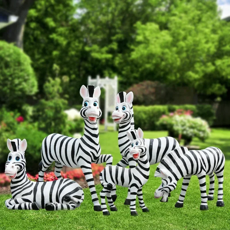 Cartoon zebra sculpture ornament outdoor park square garden landscape kindergarten animal fiberglass garden courtyard