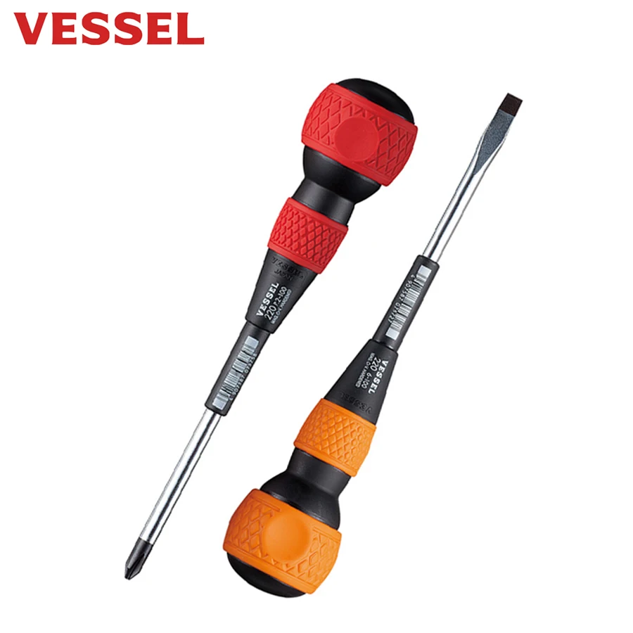 Vessel Ball Grip Screwdriver with High Precision Black Point Tip Japan Tool No.220 Series